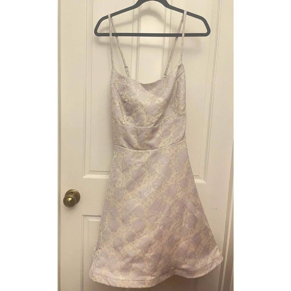 NWT B Darlin White Purple Floral Sparkle Party Mini Dress Fit Flare Size 16W